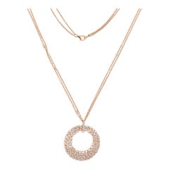 4.25 Carat SI/H Baguette & Round Diamond Pendant Necklace 14 Karat Rose Gold