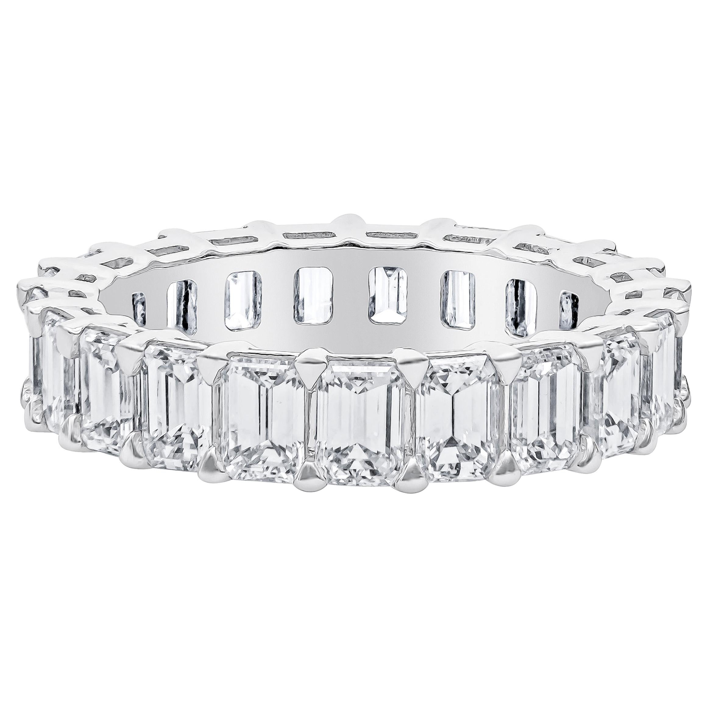 4.25 Carat Total Weight Emerald Cut Diamond Eternity Band, Platinum