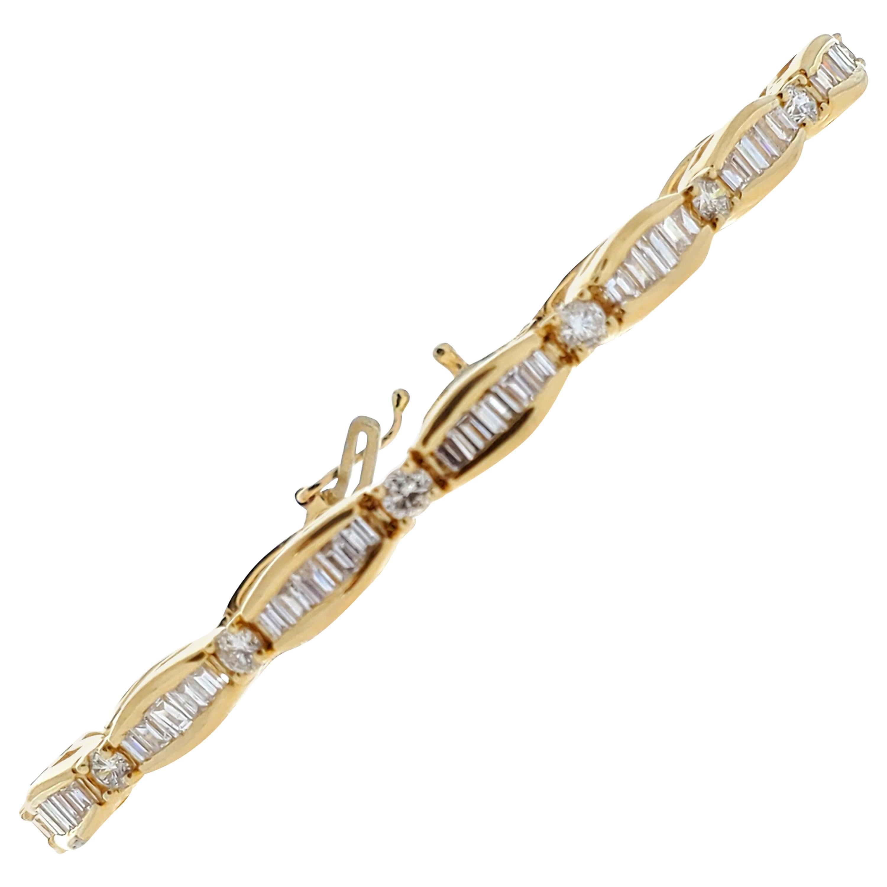 4.25 Carat White Diamond Fashion Bracelet 14 Karat Yellow Gold