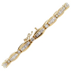 4.25 Carat White Diamond Fashion Bracelet 14 Karat Yellow Gold