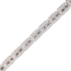 4.25 Carat Baguette Round Diamond White Gold Link Bracelet