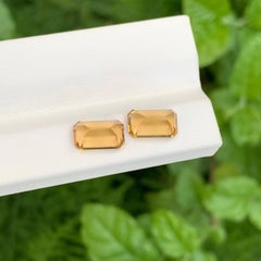 4.25 carats Faceted Orange Citrine Pair Emerald Cut Brazilian Gemstone