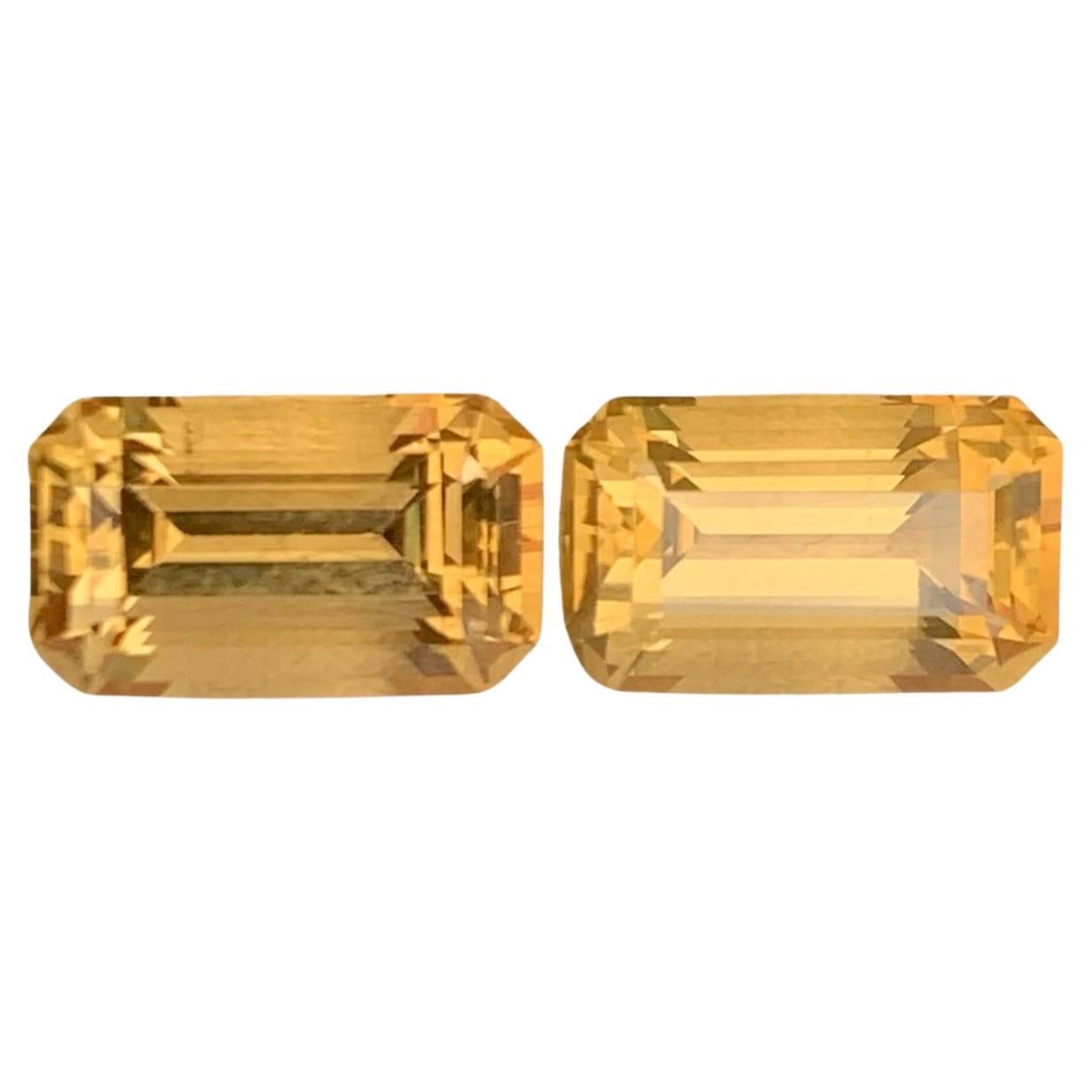 4,25 quilates Citrino Naranja Facetado Pareja Piedra Brasileña Talla Esmeralda