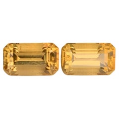 4.25 carats Faceted Orange Citrine Pair Emerald Cut Brazilian Gemstone