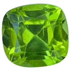 4.25 carats Soft Green Peridot Stone Cushion Cut Natural Pakistani Gemstone