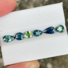 4.25 Carats Teal Sapphire Stones 6 Piece Gemstones Lot from Madagascar