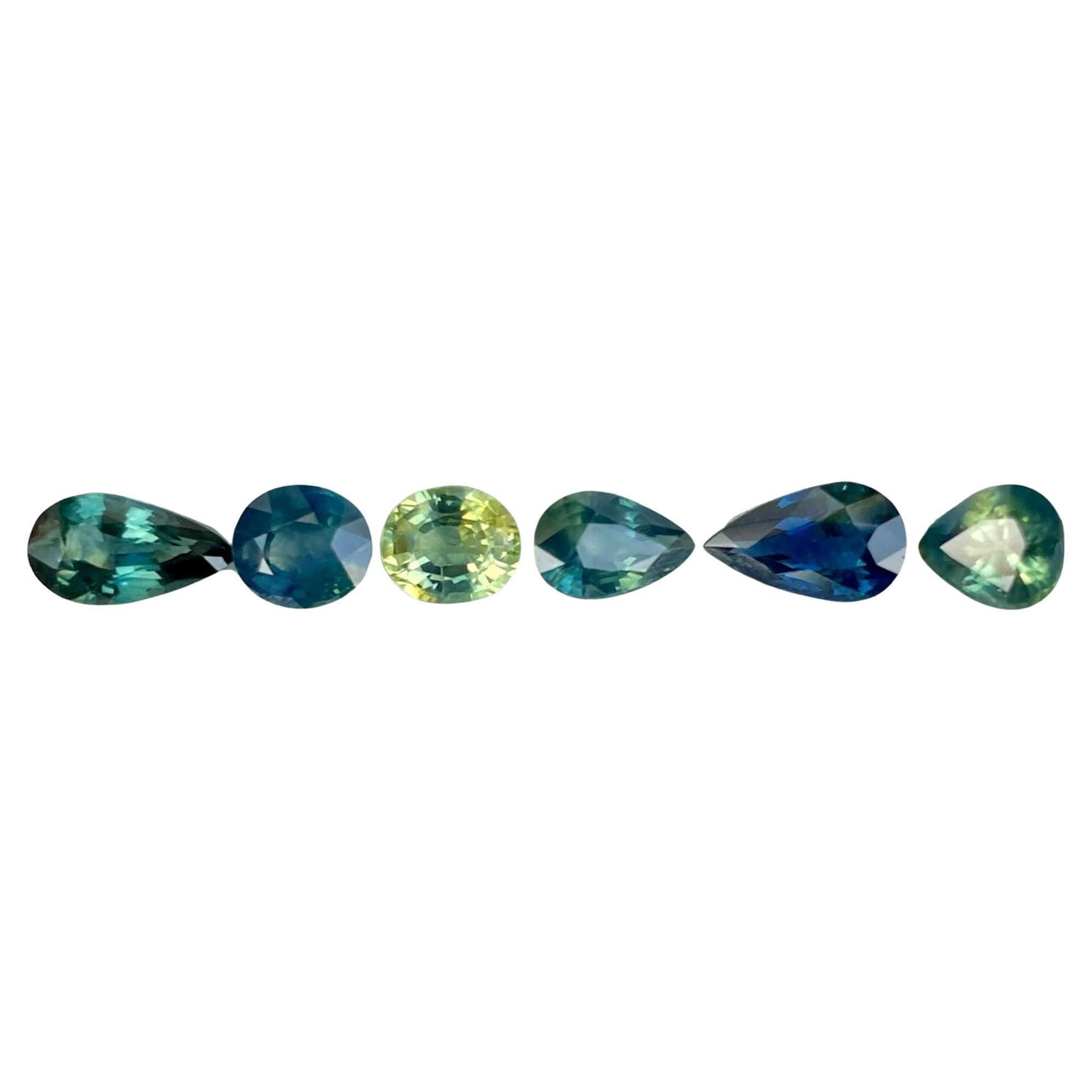 Lote de 6 piedras preciosas de zafiro azul turquesa de Madagascar de 4,25 quilates