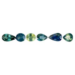 Lot de 6 pierres précieuses saphir sarcelle 4,25 carats de Madagascar