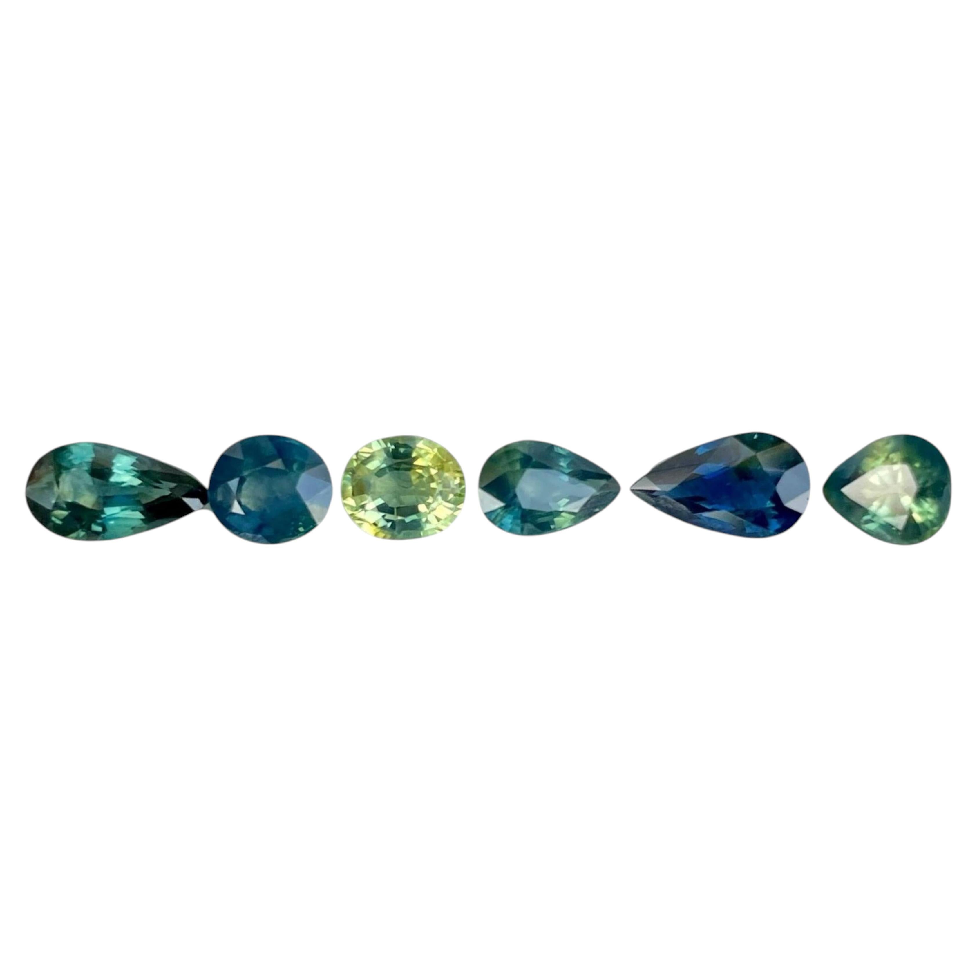 Lote de 6 piedras preciosas de zafiro azul turquesa de Madagascar de 4,25 quilates en venta