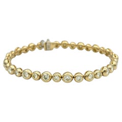 4.25 Carats Total Bezel Set Round Diamond Tennis Bracelet 14 Karat Yellow Gold