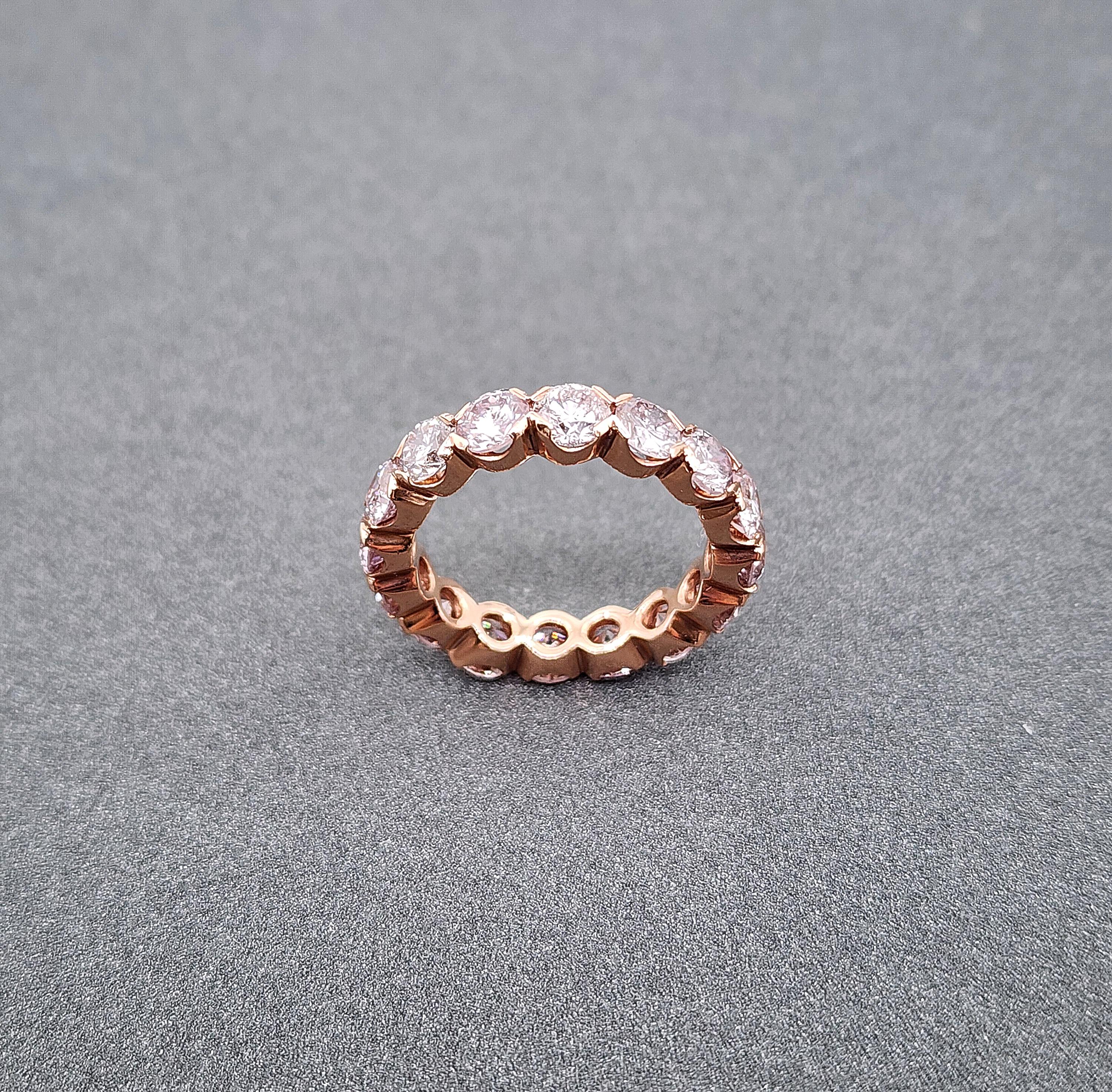 Women's or Men's 4.25 ct Certified Natural Pink Diamond Eternity Band For Sale