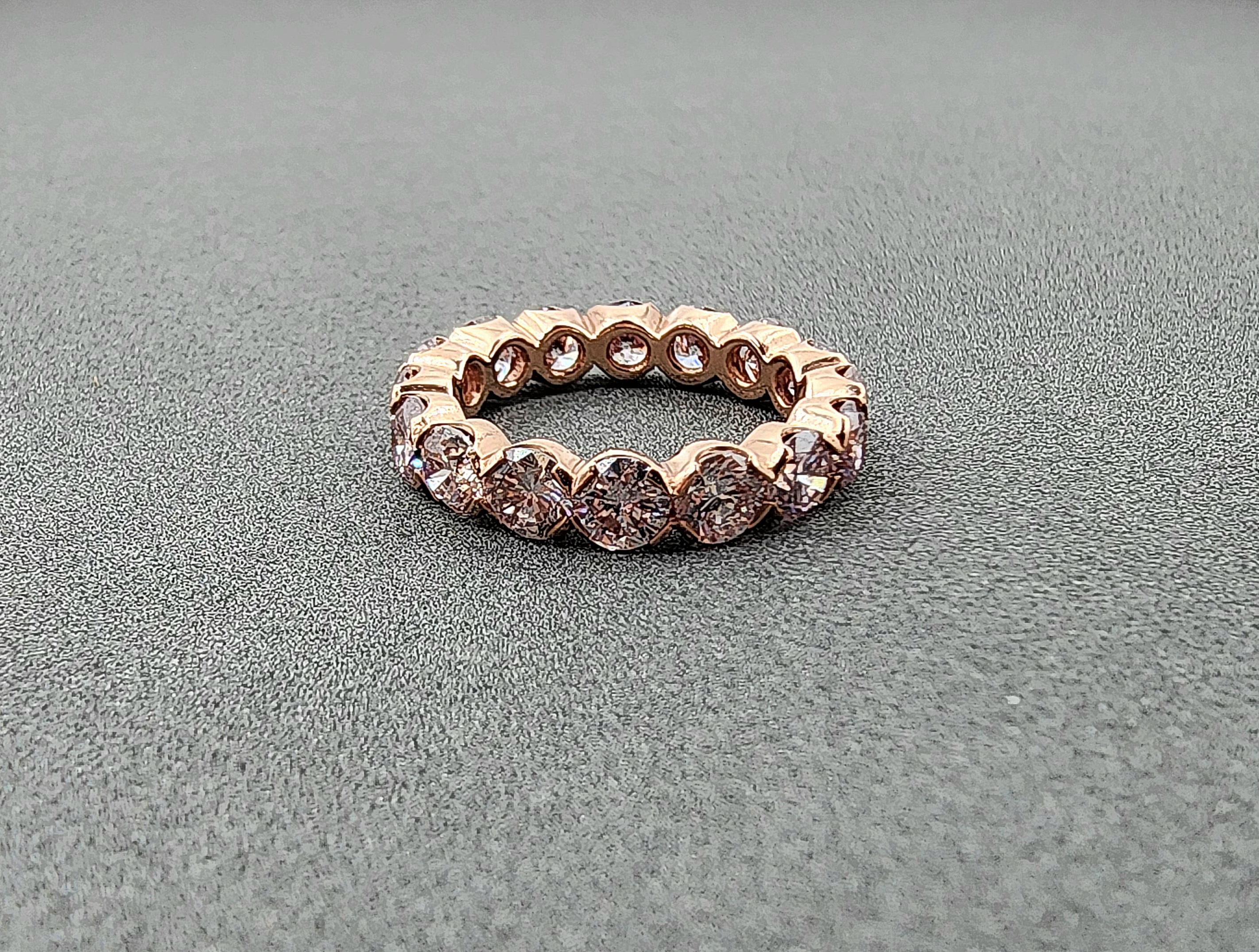 4.25 ct Certified Natural Pink Diamond Eternity Band For Sale 2