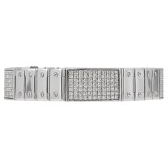 4.25 Ct Diamond ID Bracelet homme à maillons vissés 14K or blanc massif 50.8 g