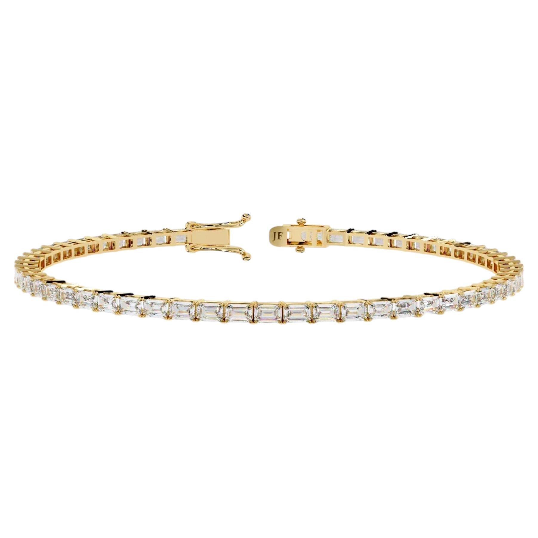 4.25 CTW Emerald Cut Natural Diamond Tennis Bracelet in 14K Gold Diamond
