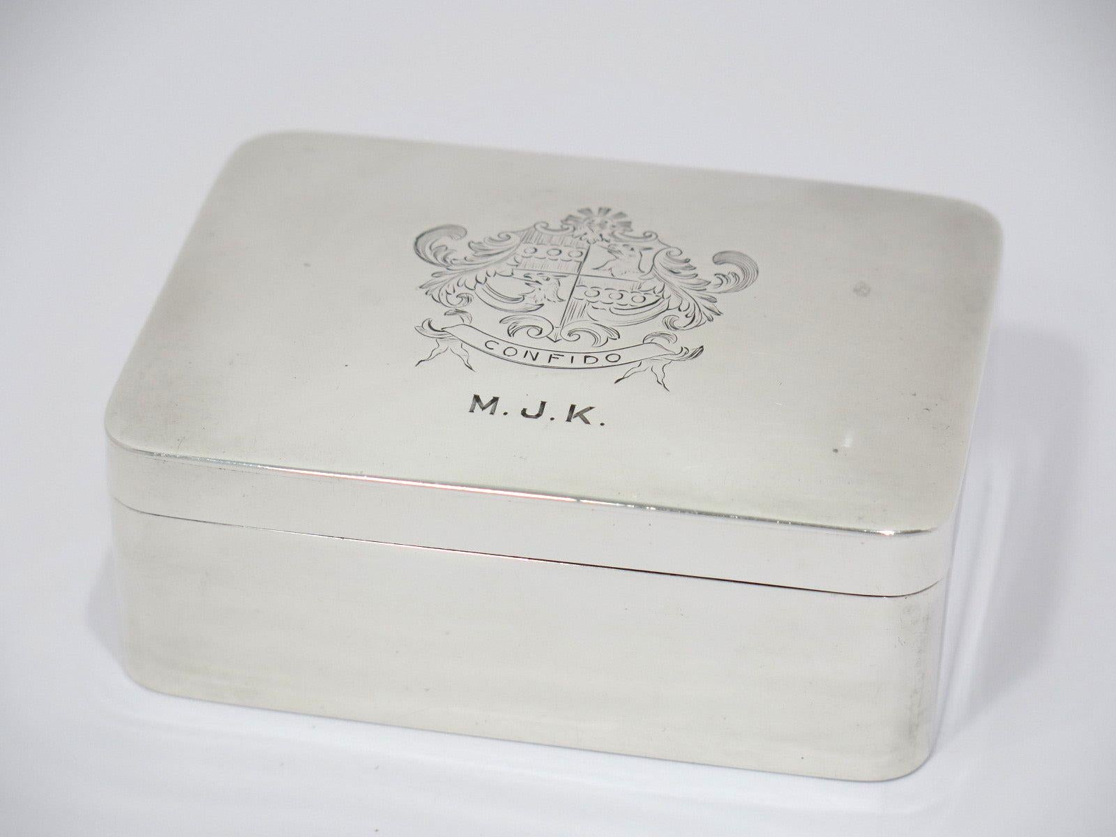 British 4.25 in Sterling Silver John Edwards III London Antique c. 1797 Coat of Arms Box