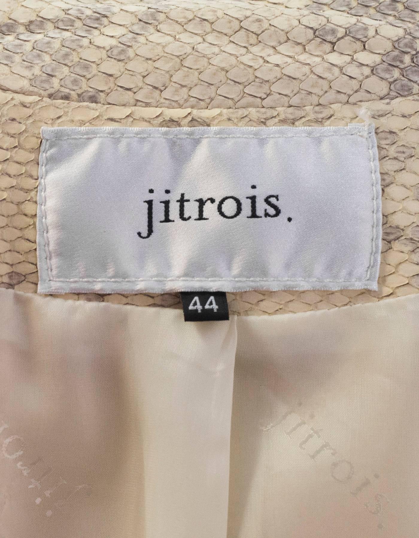 Jitrois Cream Python Snakeskin Jacket Sz IT44 In Good Condition In New York, NY