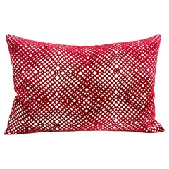 425 South Los Angeles Red Geometric Cut Velvet Lumbar Pillow
