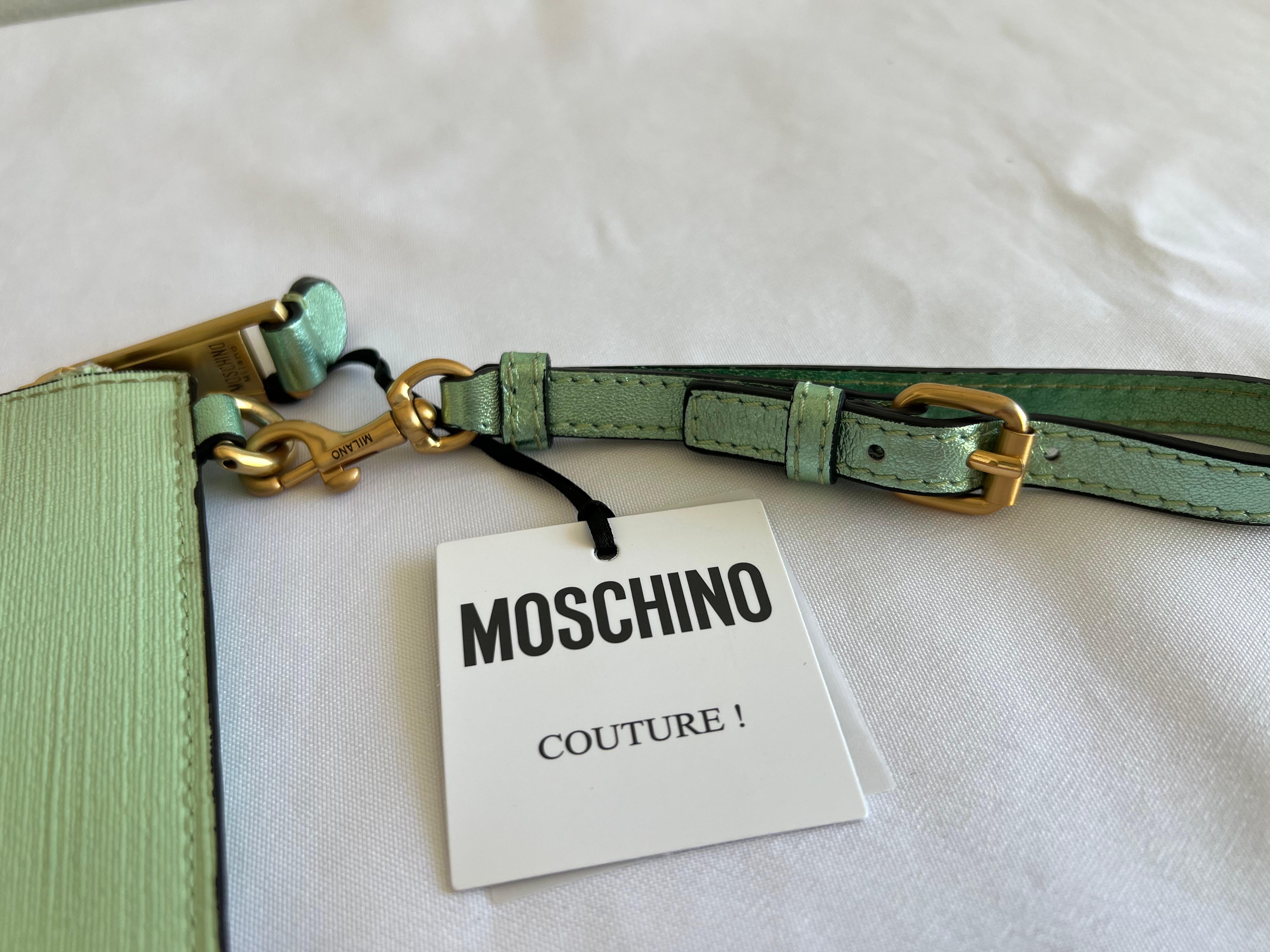 $425 SS18 Moschino Couture Jeremy Scott My Little Pony Green Rainbow Clutch Bag 5