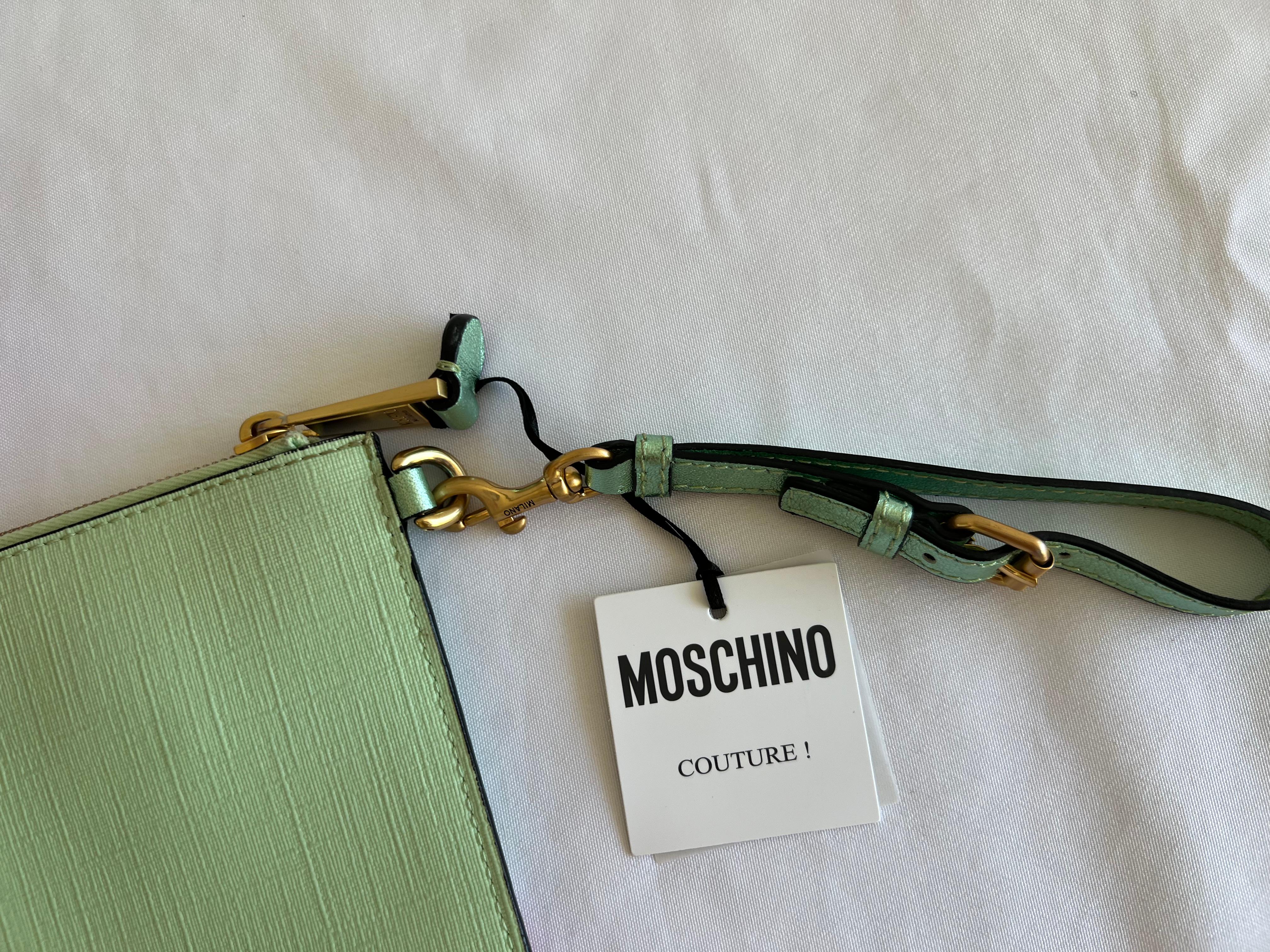 $425 SS18 Moschino Couture Jeremy Scott My Little Pony Green Rainbow Clutch Bag 6