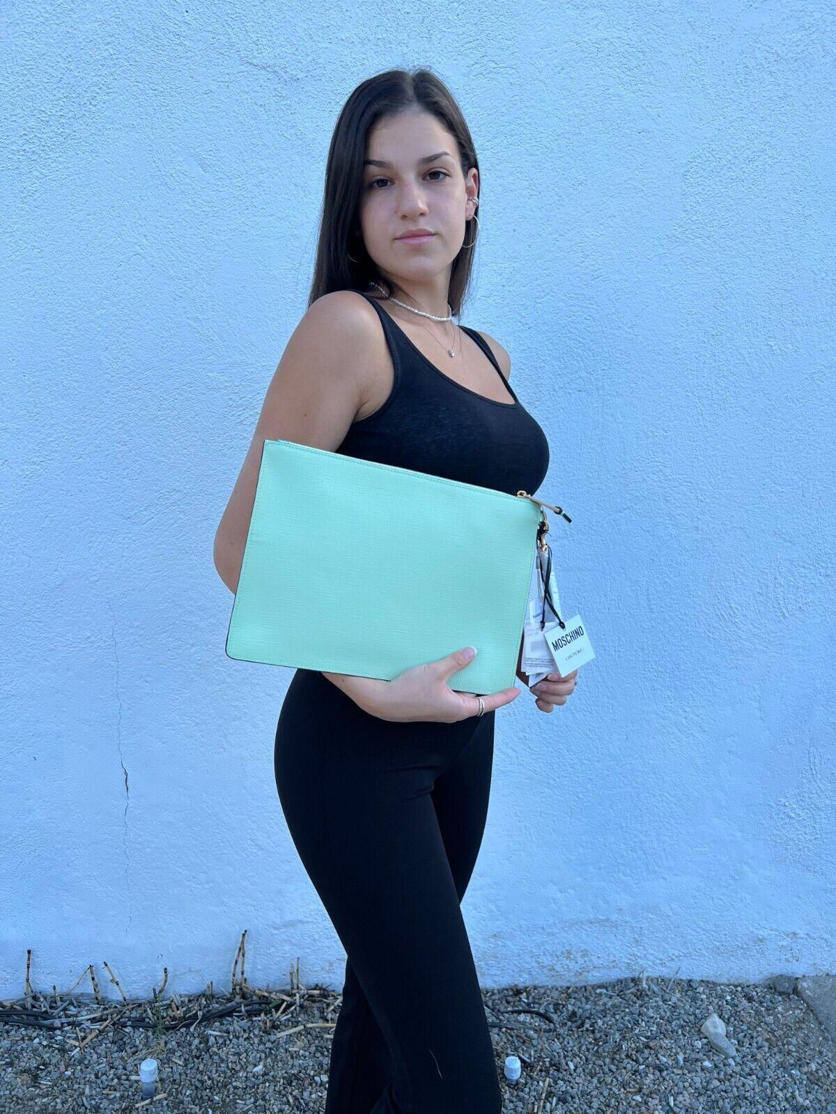 $425 SS18 Moschino Couture Jeremy Scott My Little Pony Green Rainbow Clutch Bag 3