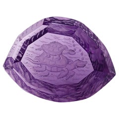 42.50 Carat Fancy-Cut Turtles Lavender Amethyst Intaglio Carving Pendant