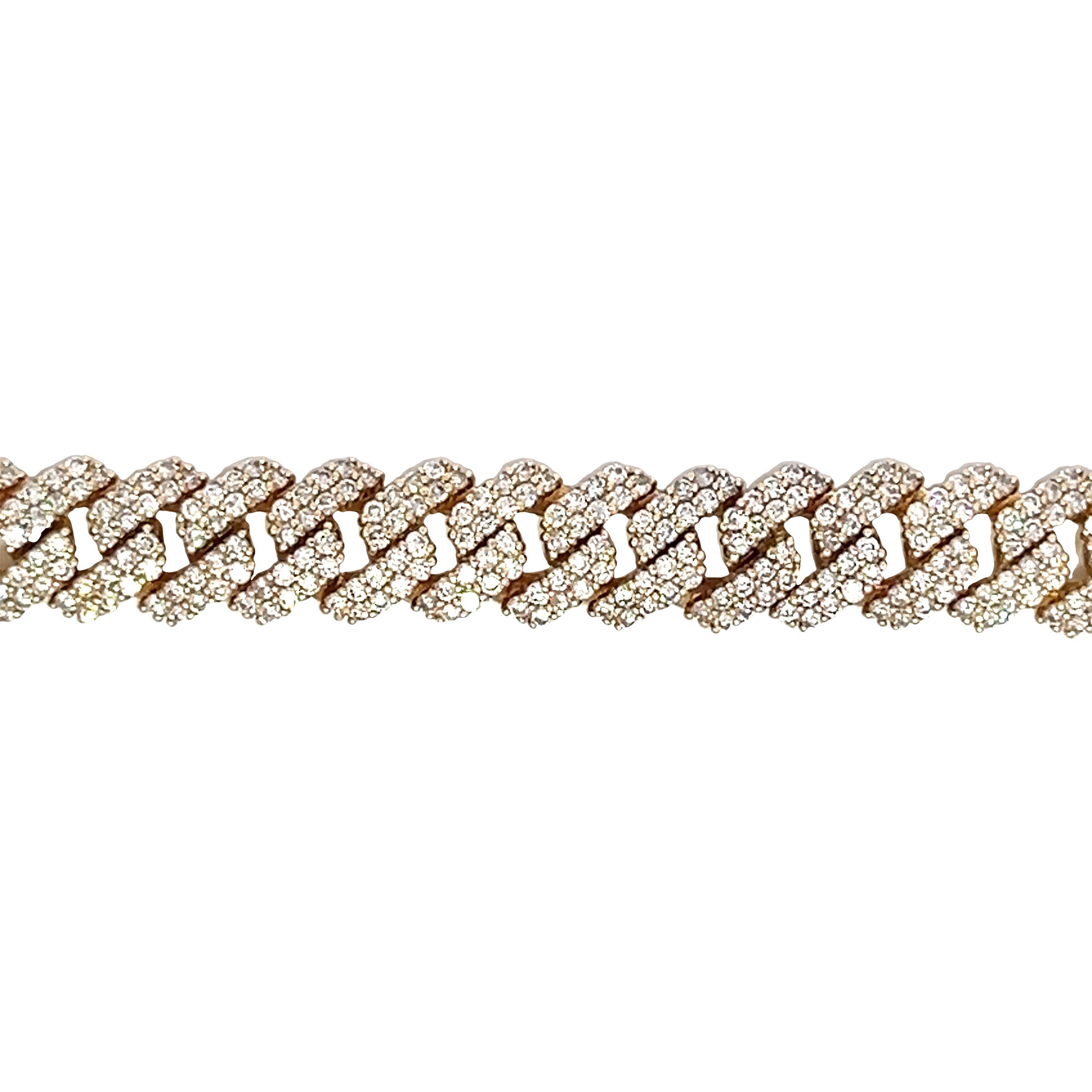 4,25CT kubanisches Gliederarmband Größe 6 1/2 US, gefasst in 14K Gelbgold (Rundschliff)