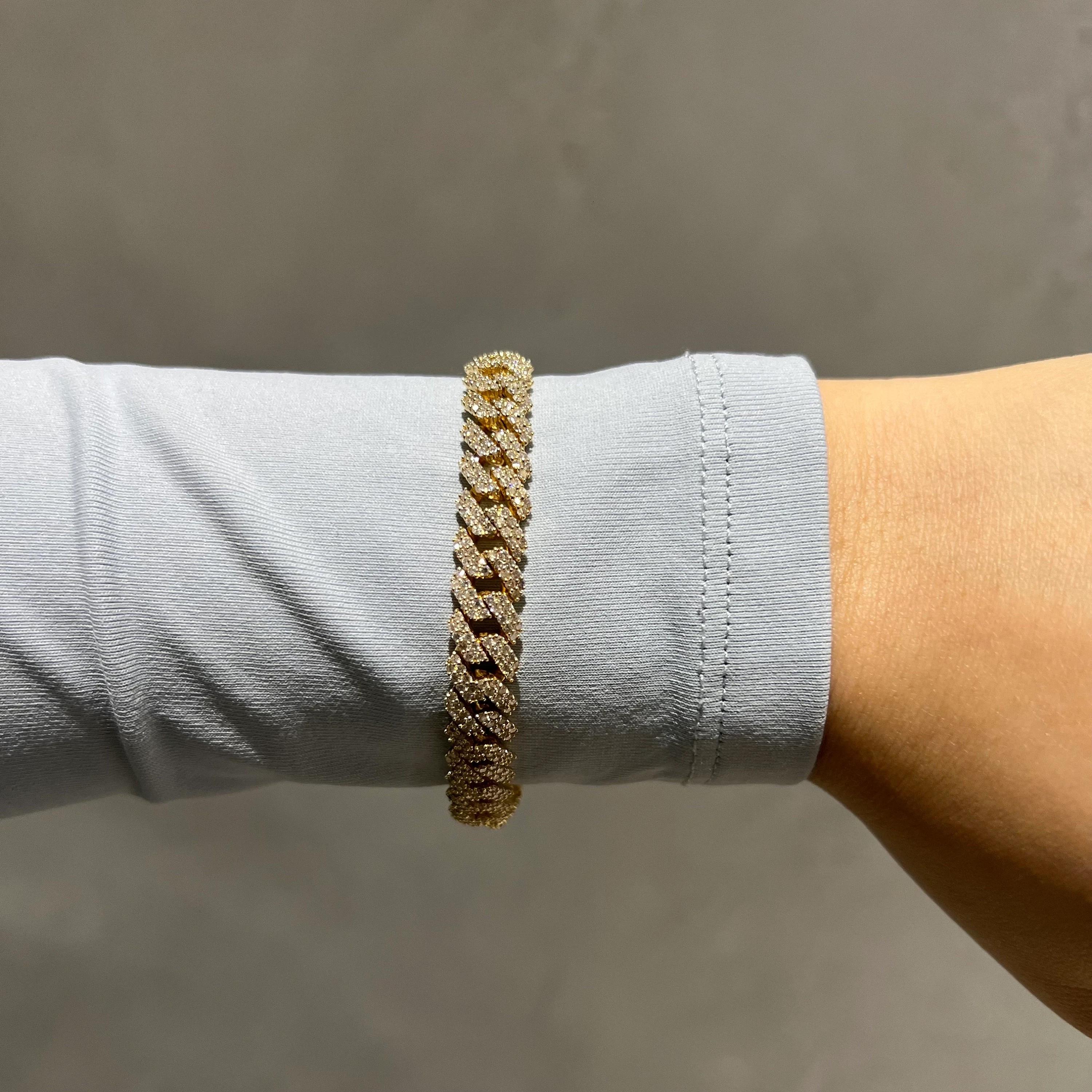 4,25CT kubanisches Gliederarmband Größe 6 1/2 US, gefasst in 14K Gelbgold 2