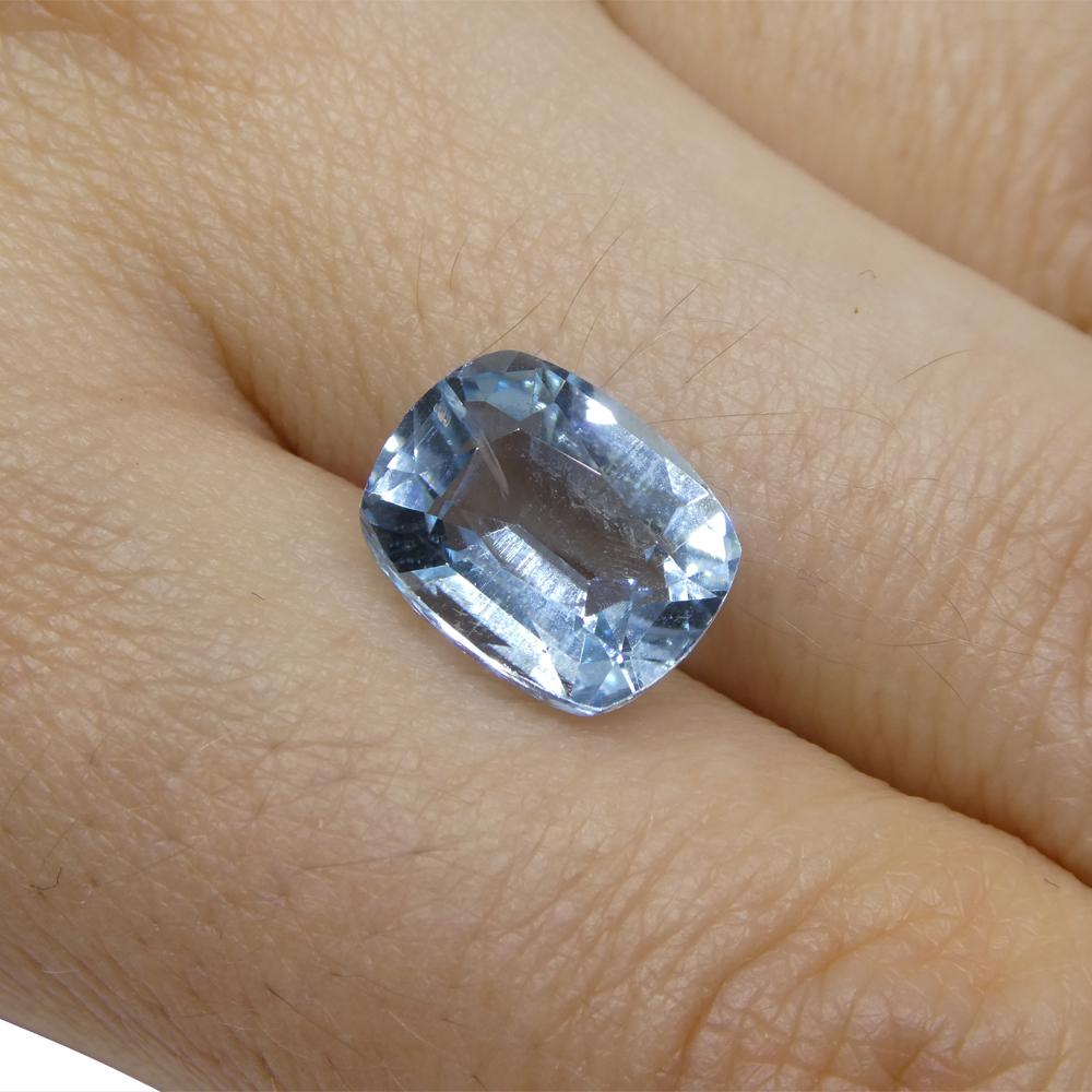 4.25ct Cushion Blue Aquamarine from Brazil For Sale 9