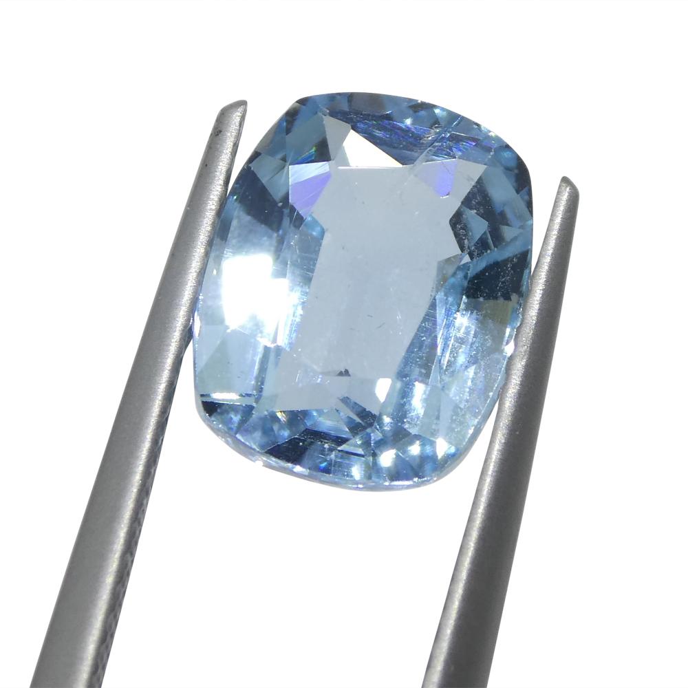 4.25ct Cushion Blue Aquamarine from Brazil In New Condition For Sale In Toronto, Ontario
