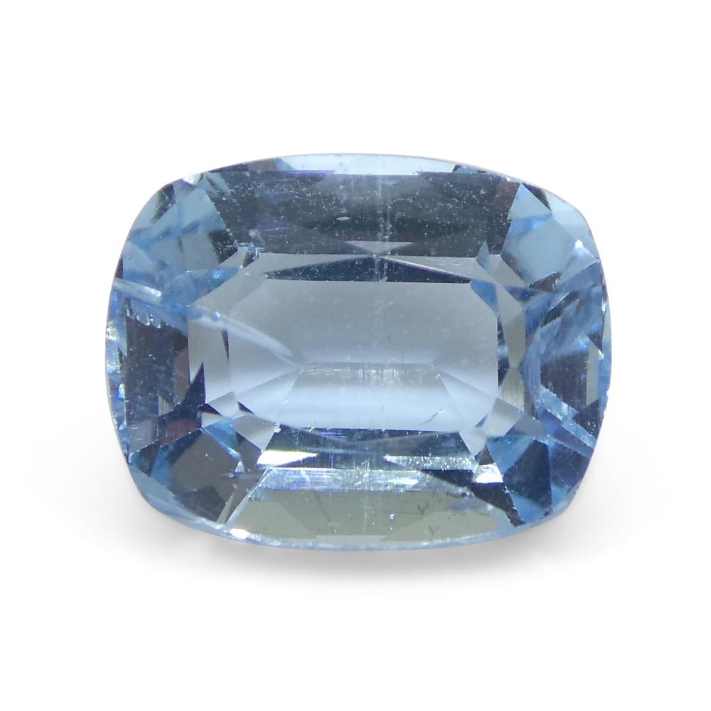 Women's or Men's 4.25ct Cushion Blue Aquamarine from Brazil For Sale