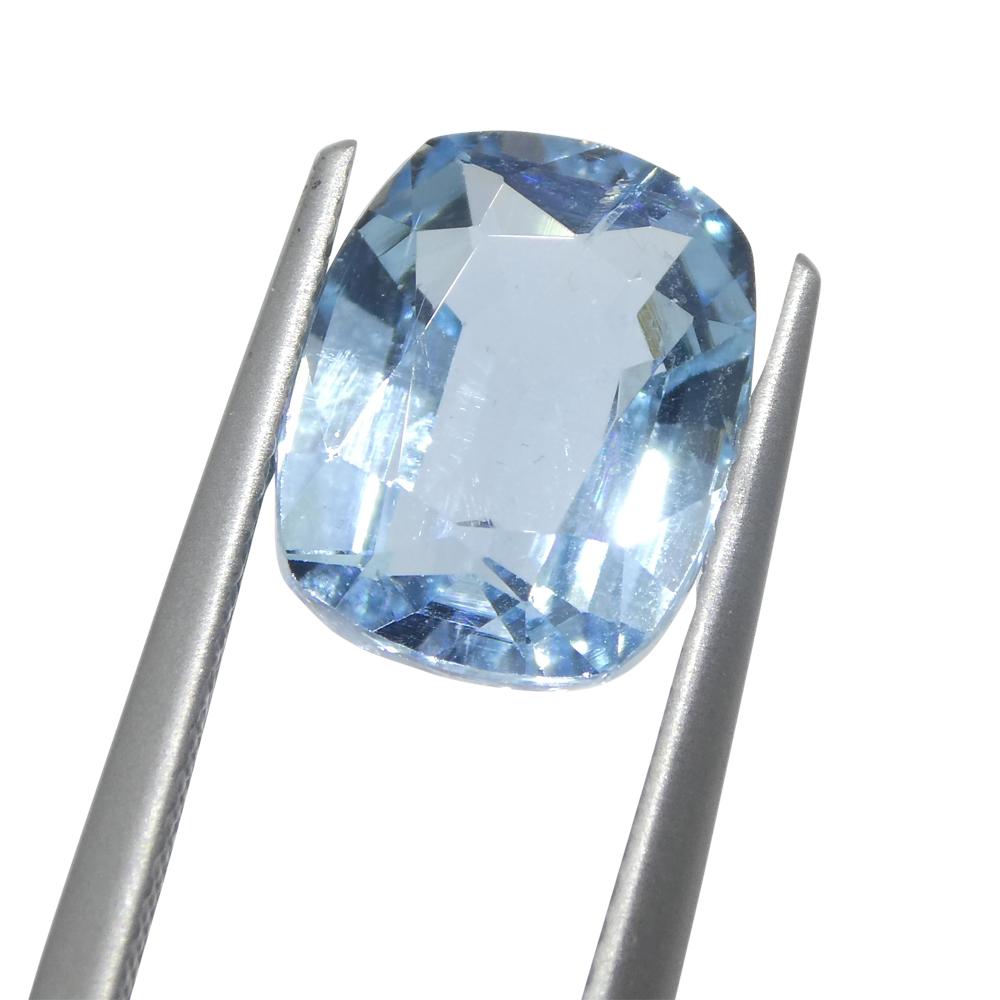 4.25ct Cushion Blue Aquamarine from Brazil For Sale 1