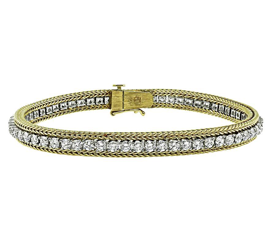 Round Cut 4.25ct Diamond Gold Bracelet