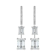 4,25 Karat GIA-zertifizierte Diamant-Ohrringe mit Smaragdschliff aus 18KT Gold