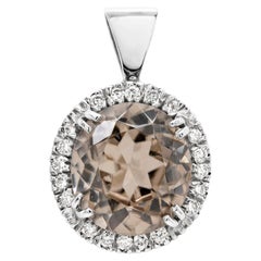 Ciondolo a grappolo con zircone e diamante in oro bianco 18 carati da 4,25 ct.