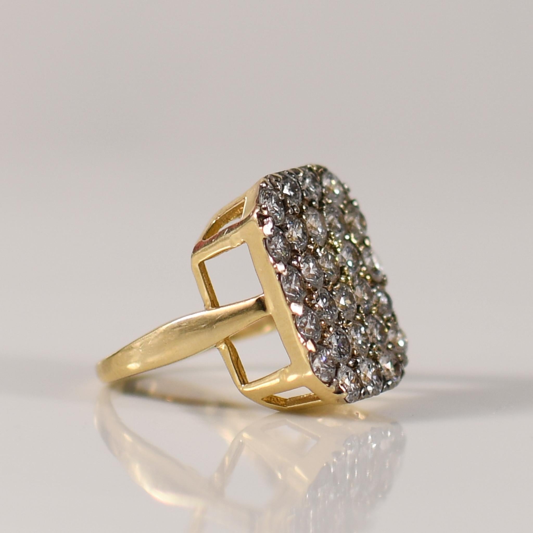 Women's 4.25cttw Pave Set Diamond Rectangular Statement Cocktail Ring For Sale