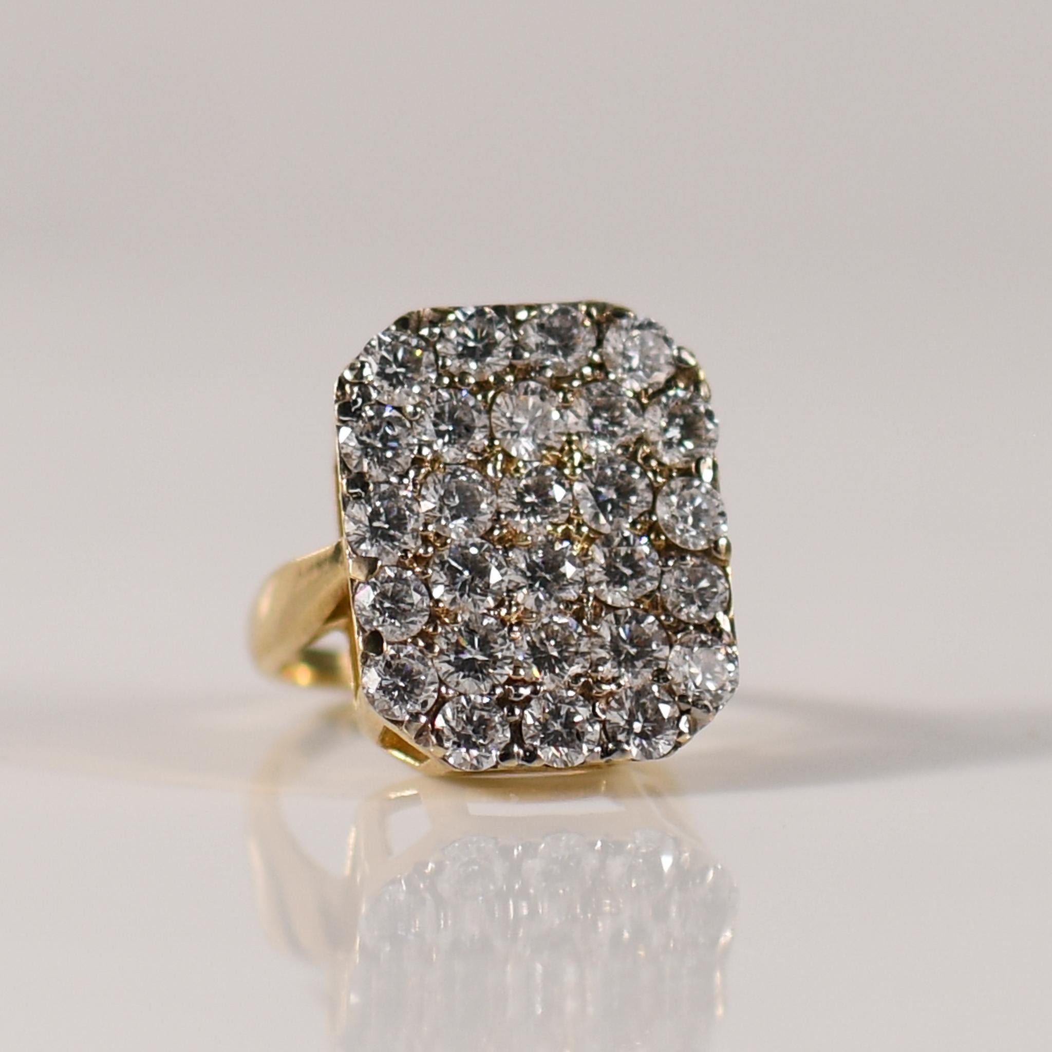 4.25cttw Pave Set Diamond Rectangular Statement Cocktail Ring For Sale 1
