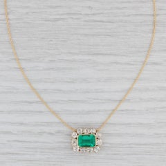 4.25ctw Antique GIA F1 Emerald Mine Diamond Halo Pendant Necklace 18k Gold 17.5"