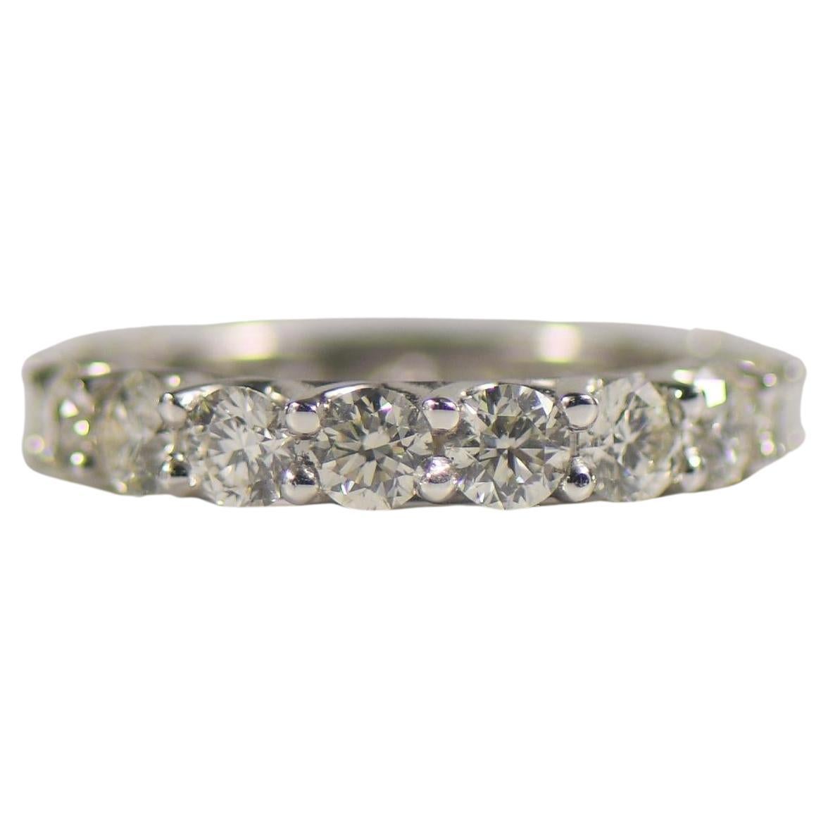 4.25ctw Round Brilliant Cut Diamond Eternity Band in 18K White Gold Size 6.75 For Sale