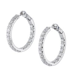 4.26 Carat Diamond 18 Karat White Gold Hoop Earrings