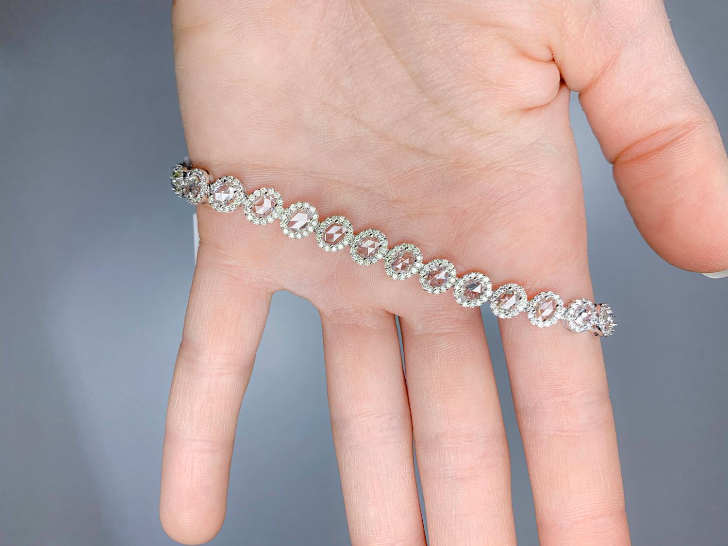 4.26 Carat Diamond and Rosecut Tennis Bracelet In New Condition For Sale In New York, NY