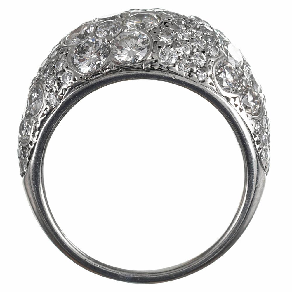 Round Cut 4.26 Carat Diamond Flower Dome Ring For Sale