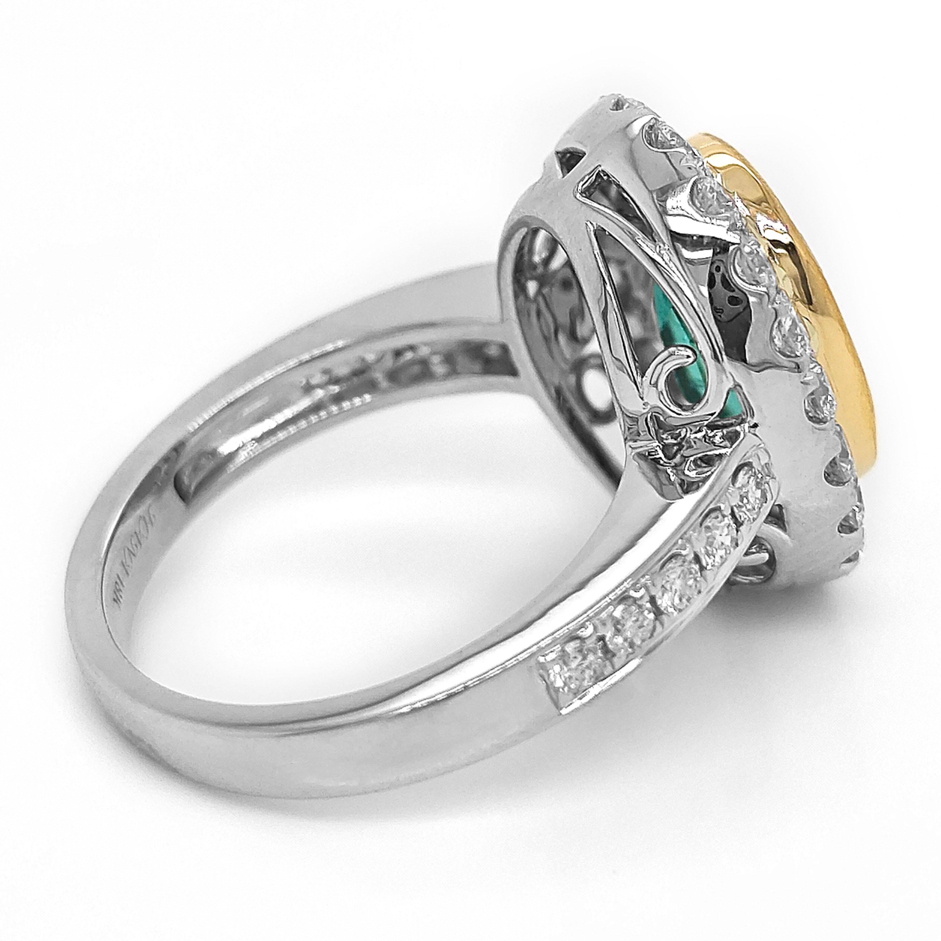 Emerald Cut 4.26 Carat Emerald and Diamond White Gold Ring For Sale