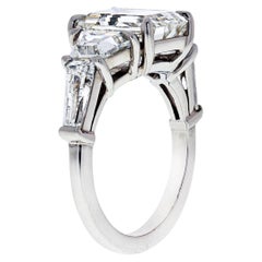 4.26 Carat Emerald Cut Diamond Three-Stone Platinum Engagement Ring