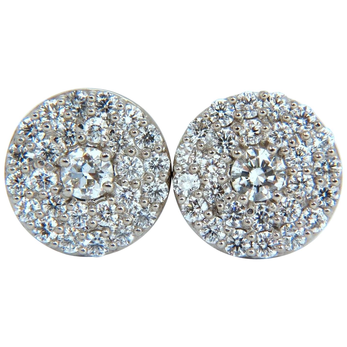 4.26 Carat Natural Round Diamonds Cocktail Cluster Earrings 14 Karat g.vs