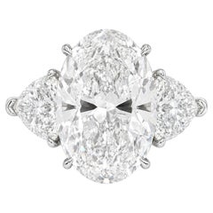 4,26 Karat ovaler Brillantschliff-Diamant-Dreisteinring, GIA zertifiziert D/VVS1