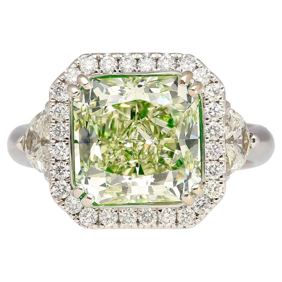GIA Certified 1.39 Carat Radiant Cut Fancy Intense Yellowish Green ...