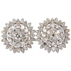 4.26 Carat Round Natural Diamond Cluster Starburst Clip Earrings 18 Karat g.vs