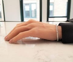 4.26 Carat Total Round VVS Diamond 4 Prong Tennis Bracelet 14 Karat White Gold