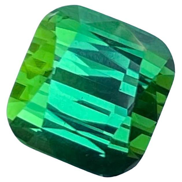 4.26 Carats Lustrous Bluish Green Tourmaline Cushion Cut Natural Afghan Gemstone For Sale