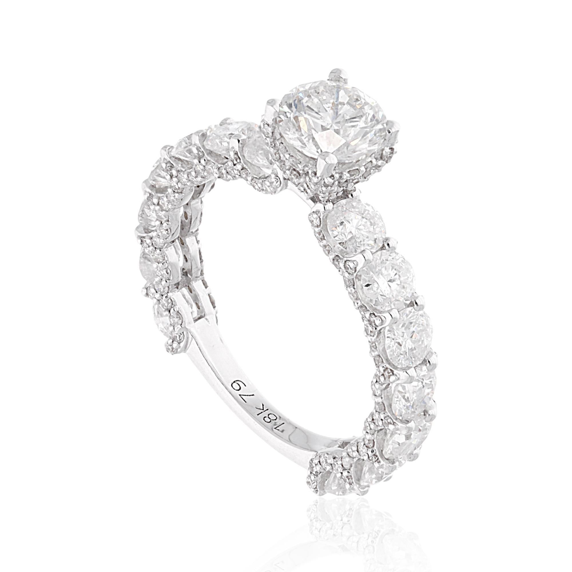 4,26 Karat SI Reinheit HI Farbe runder Diamant Ehering 18 Karat Weißgold (Moderne) im Angebot